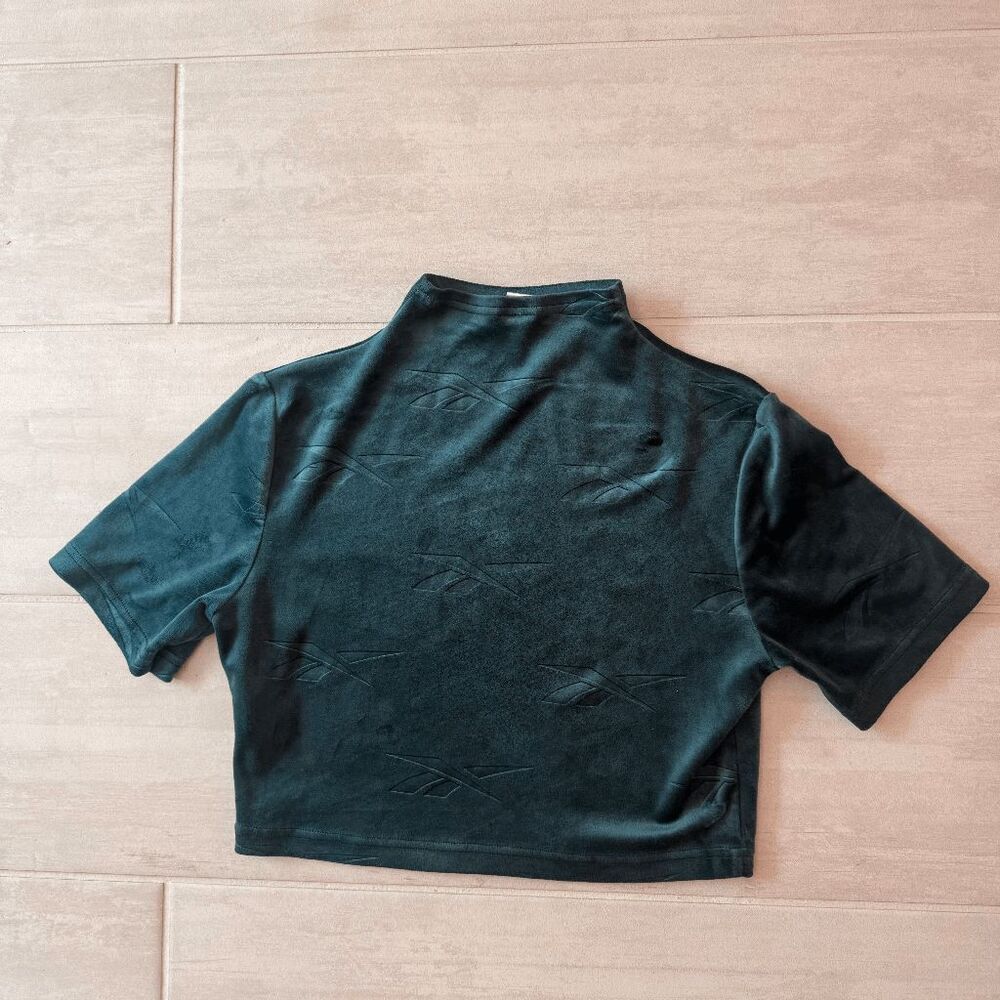 Reebok ClโEnergy Q4 Ss Tight Top Mock Neck Crop Top Forest Green Velour Medium